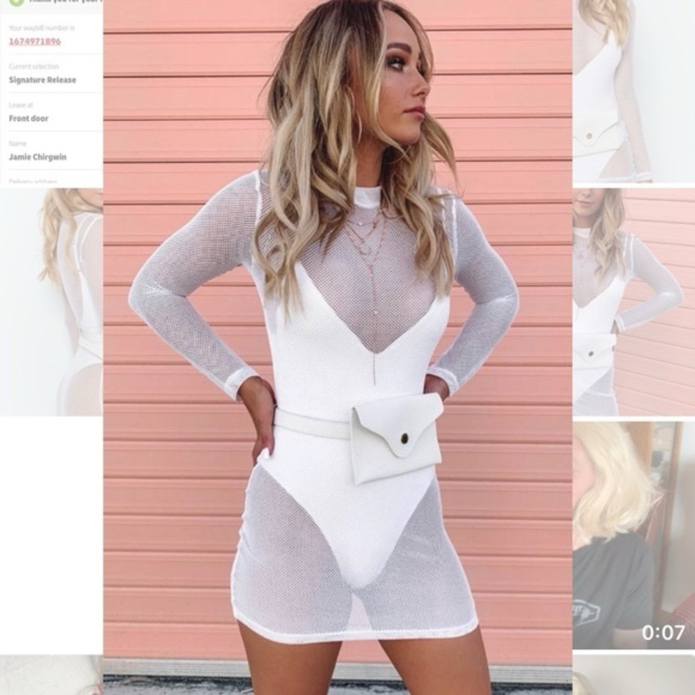 Beginning Tomorrowland Fishnet Mesh Dress White Size Small